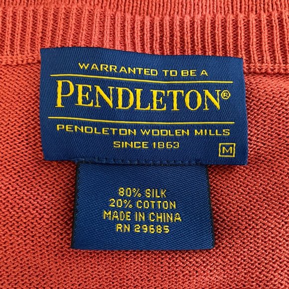 Pendleton Coral Red Orange Silk Blend V-neck Pullover Sweater - Picture 8 of 8